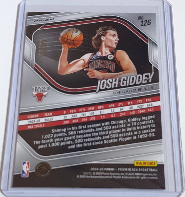 2024 Panini Prizm Black Josh Giddey #126 PURPLE /99 Holo Bulls - Ready to Grade