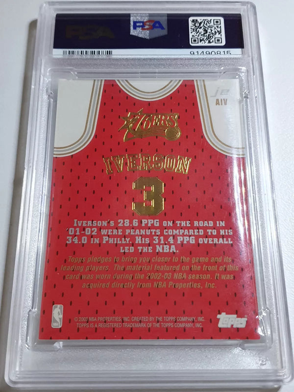 2002 Topps JE Allen Iverson #PATCH Holo Game Worn Jersey - PSA 9 (POP 2)