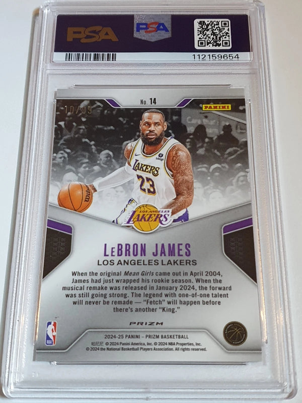2024 Panini Prizm Lebron James #14 BLUE PULSAR /99 Holo Dominance PSA 9 (POP 3)