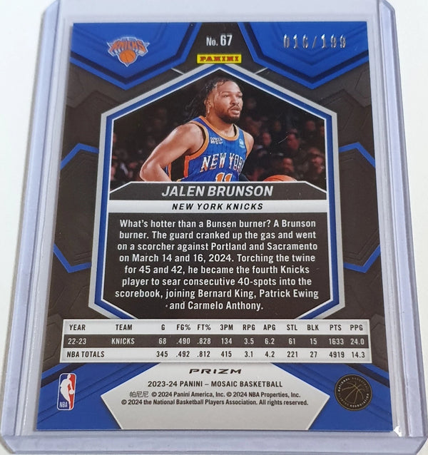 2023 Panini Mosaic Jalen Brunson #67 BLUE MOSAIC /199 Holo - Ready to Grade
