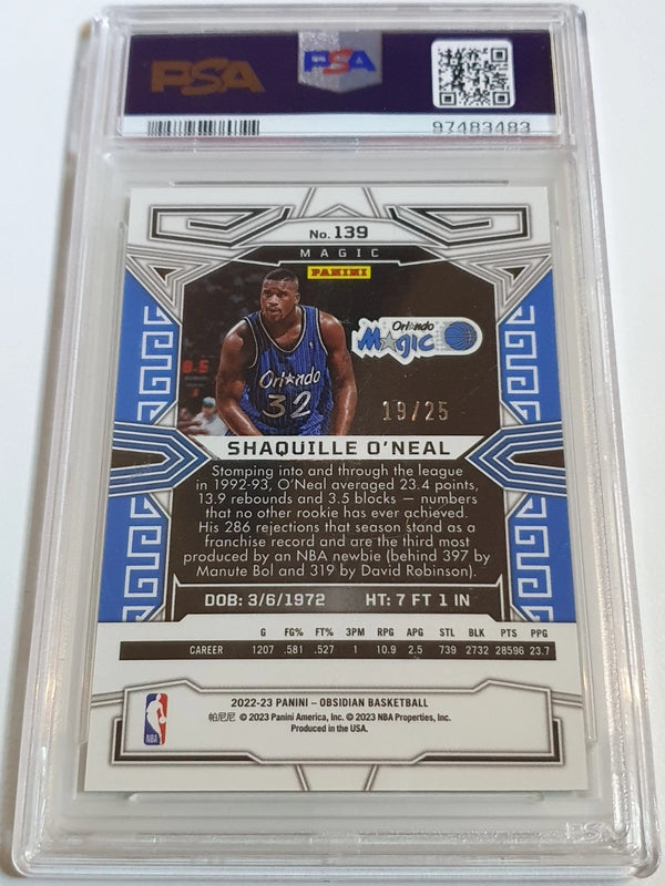 2022 Obsidian Shaquille O'Neal /25 ELECTRIC ETCH GREEN FLOOD - PSA 9 (POP 3)