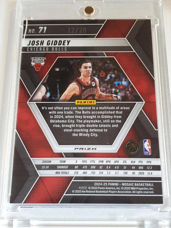 2024 Panini Mosaic Josh Giddey #71 CHOICE CHERRY BLOSSOM /20 Holo - Rare