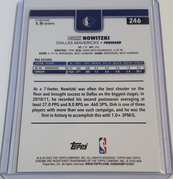 2025 Topps Chrome Dirk Nowitzki #246 GREEN BASKETBALL /99 Refractor - Rare