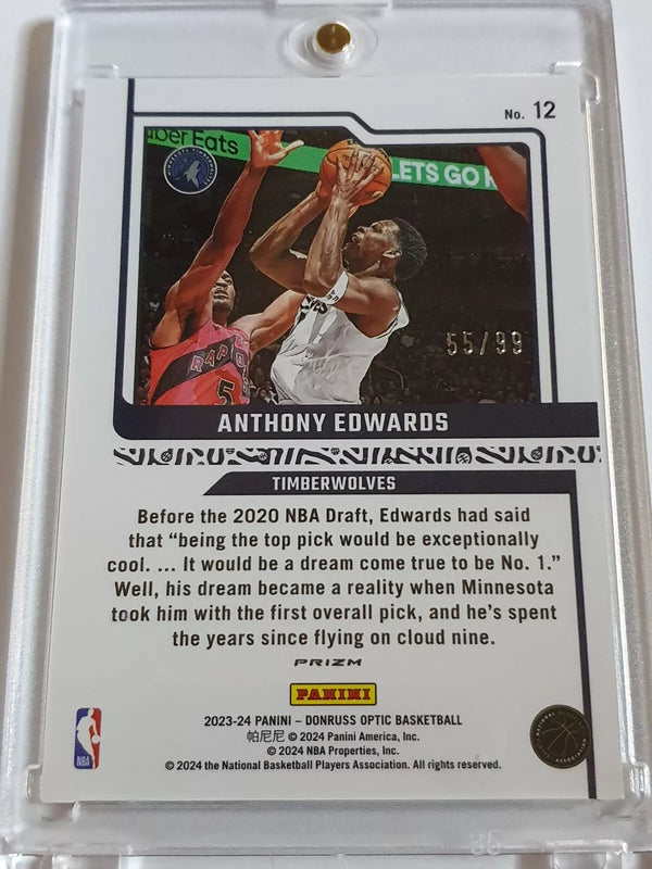 2023 Donruss Optic Anthony Edwards #12 GOLD RED CHOICE /99 Holo - Rare