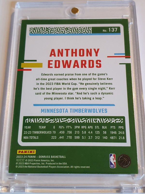 2023 Panini Donruss Anthony Edwards #137 PURPLE LASER /99 Holo - Ready to Grade