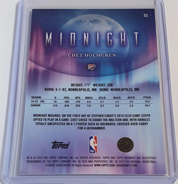2025 Topps Midnight Chet Holmgren #55 TWILIGHT /99 Holo - Ready to Grade