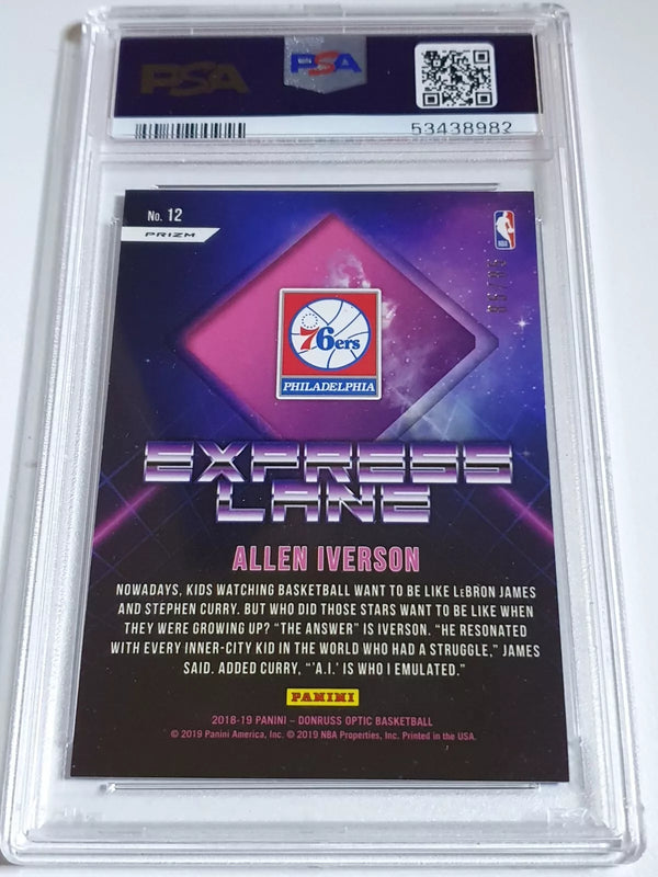 2018 Donruss Optic Allen Iverson #12 BLUE 85/85 HOLO - PSA 9 (POP 3)