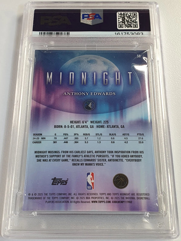 2025 Topps Midnight Anthony Edwards #58 WINTER SOLSTICE /35 Holo - PSA 9 (POP 2)