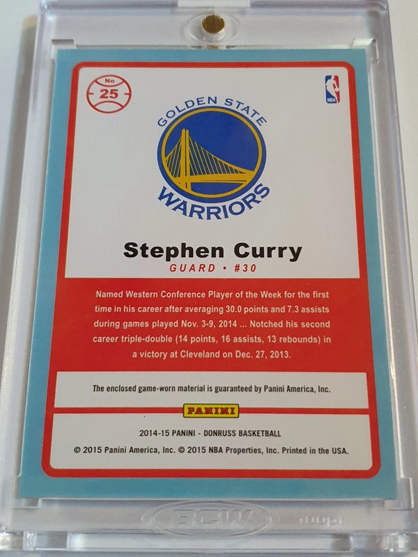 2014 Panini Donruss Stephen Curry #PATCH Game Worn Jersey - Ready to Grade