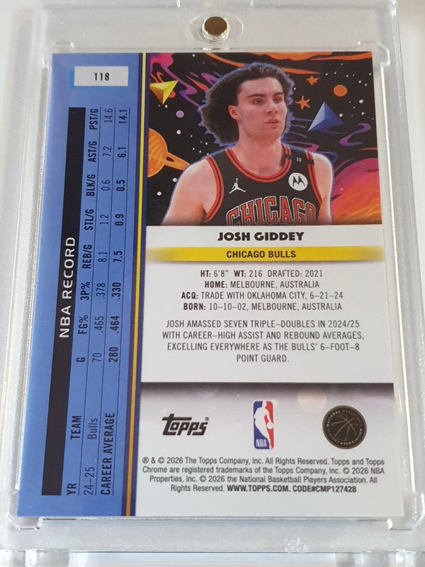 2025 Topps Cosmic Chrome Josh Giddey #118 GOLD INTERSTELLAR /50 Refractor - Rare