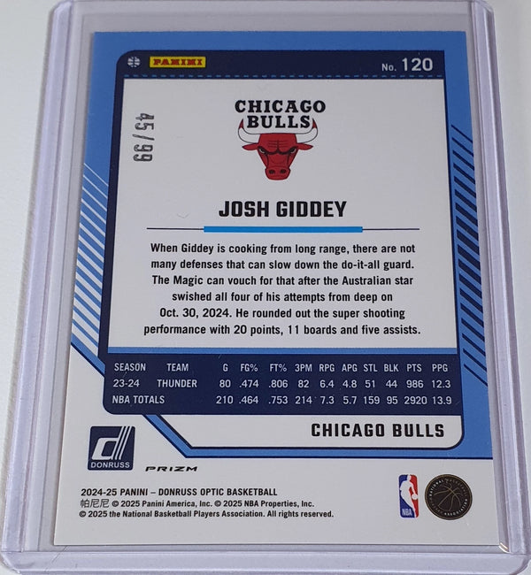2024 Panini Donruss Optic Josh Giddey #120 COPPER GLITTER /99 Holo Bulls - Rare
