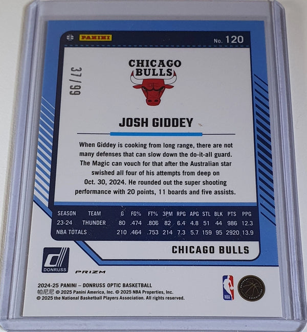 2024 Panini Donruss Optic Josh Giddey #120 RED /99 Holo (Bulls) - Rare
