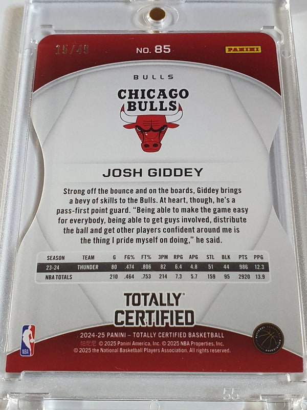 2024 Totally Certified Josh Giddey #85 PURPLE PLATINUM MIRROR /49 Holo Die-Cut