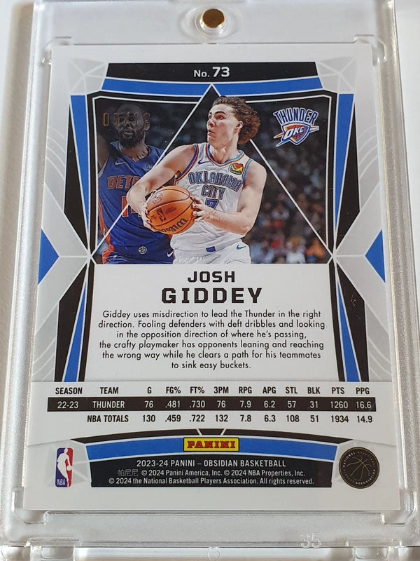 2023 Panini Obsidian Josh Giddey #73 GOLD FLOOD ELECTRIC ETCH /10 Holo - Rare