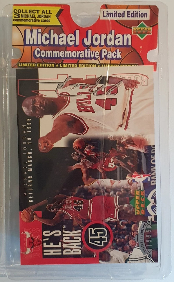 1994 Upper Deck NBA Basketball Michael Jordan He's Back (2 Packs + Jumbo Card)