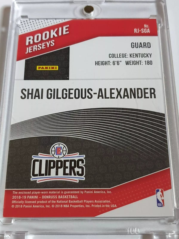 2018 Donruss Shai Gilgeous-Alexander Rookie #PATCH Game Worn Jersey RC - Rare