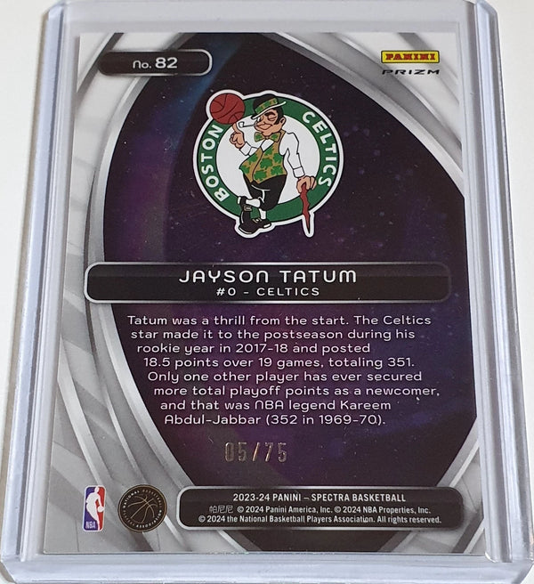 2023 Panini Spectra Jayson Tatum #82 GREEN /75 Holo Titan - Ready to Grade