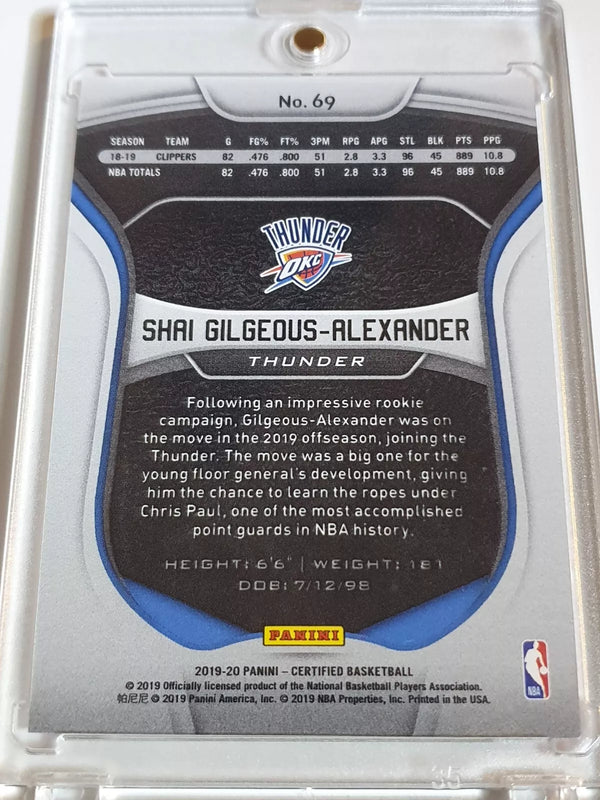 2019 Panini Certified Shai Gilgeous-Alexander #69 MIRROR CAMO /25 Prizm - Rare