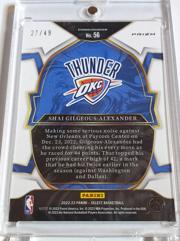 2022 Panini Select Shai Gilgeous-Alexander #56 DISCO RED /49 Holo - Rare