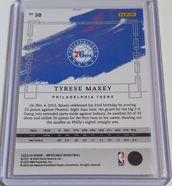 2023 Panini Impeccable Tyrese Maxey #38 SILVER /75 Edition - Ready to Grade