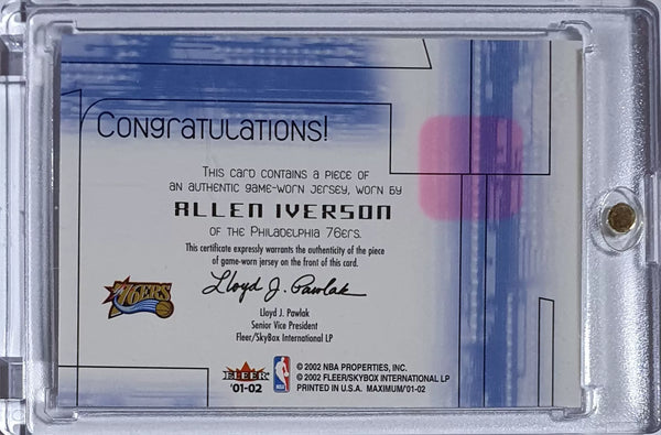 2001 Fleer Maximum Allen Iverson #PATCH Game Worn Jersey - Big Shots