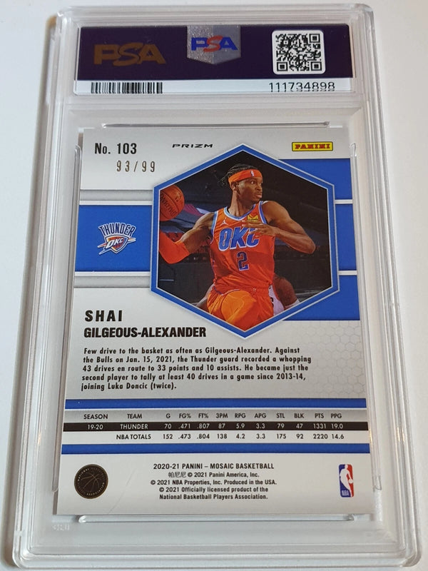 2020 Mosaic Shai Gilgeous-Alexander #103 BLUE MOSAIC /99 Holo - PSA 9 (POP 3)