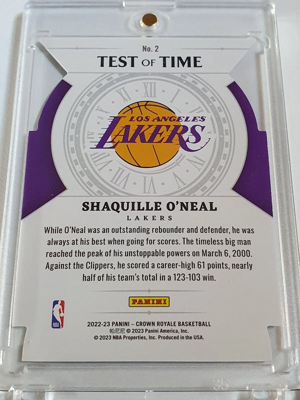 2022 Panini Crown Royale Shaquille O'Neal #2 BLUE /75 Holo Test of Time - Rare