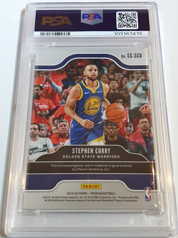 2019 Panini Prizm Stephen Curry #PATCH Game Worn Blue Jersey - PSA 9 (Low POP)