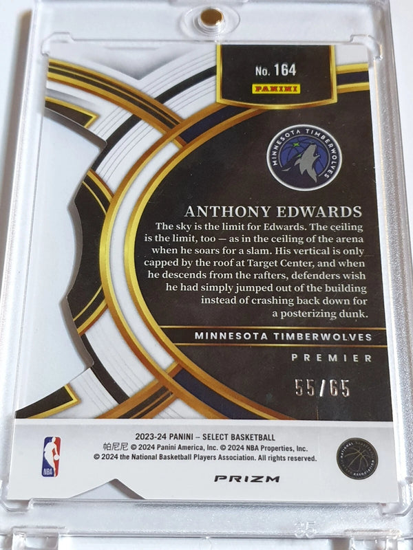 2023 Select Anthony Edwards #164 ORANGE /65 HOLO Premier Level Die Cut - Rare