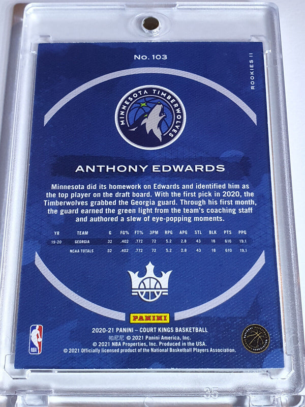 2020 Panini Court Kings Anthony Edwards Rookie LEVEL 2 (II) RC - Ready to Grade