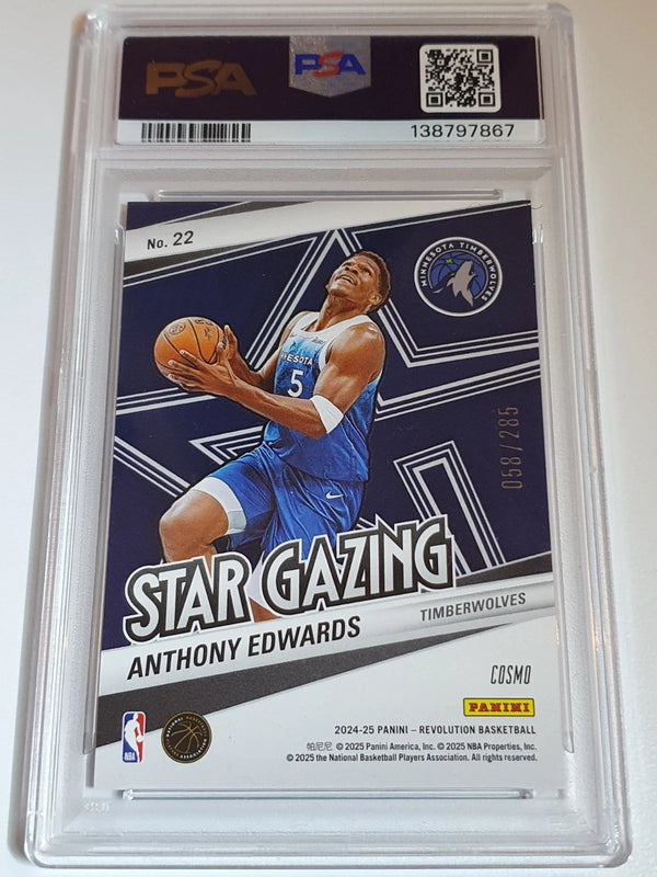2024 Panini Revolution Anthony Edwards #22 BLUE COSMO /285 Holo - PSA 9 (POP 3)