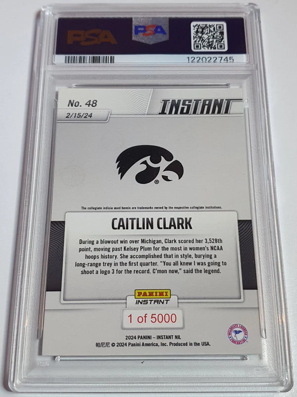 2024 Panini Instant NIL Caitlin Clark Rookie #48 /5000 RC - PSA 9 (Low POP)
