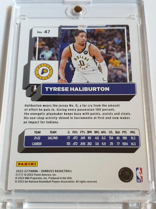 2022 Panini Donruss Tyrese Haliburton #47 BLUE LASER 01/49 Holo - Ready to Grade
