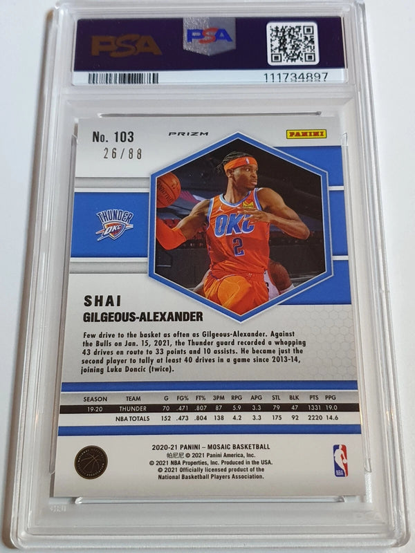 2020 Mosaic Shai Gilgeous-Alexander #103 FUSION RED YELLOW CHOICE /88 - PSA 10