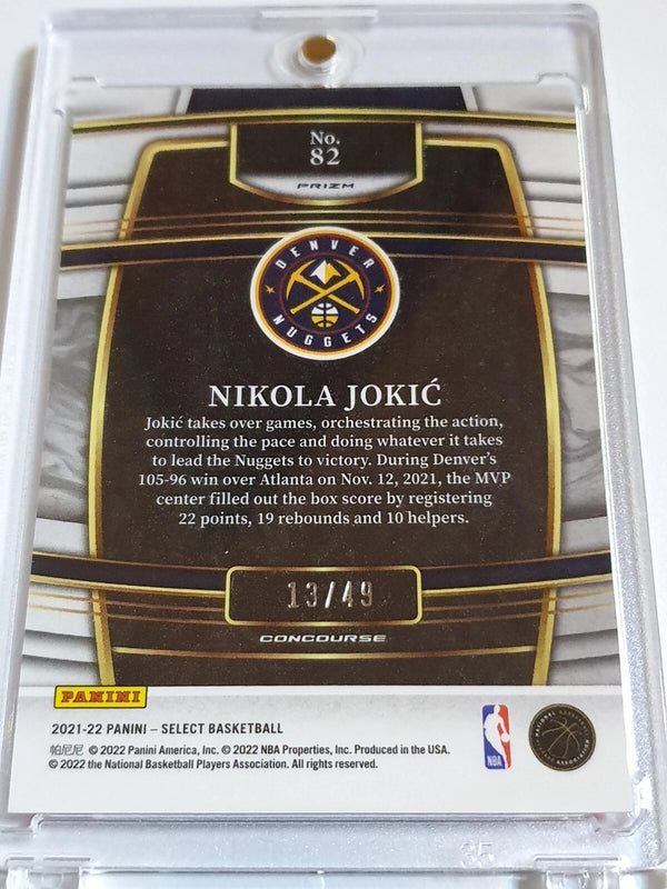 2021 Panini Select Nikola Jokic #82 TEAL WHITE PINK /49 Holo Concourse - Rare