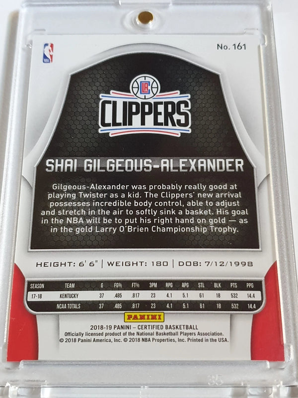 2018 Certified Shai Gilgeous-Alexander Rookie #161 RED MIRROR /299 Holo RC