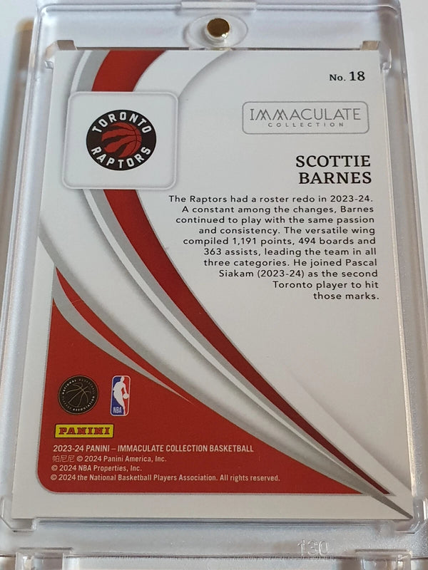 2023 Panini Immaculate Scottie Barnes #18 PURPLE /11 Foil Edition FOTL - Rare