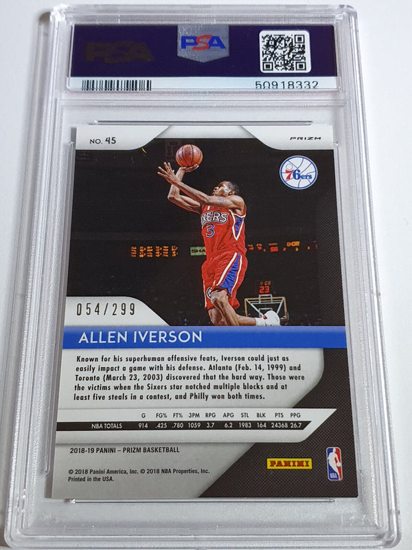 2018 Panini Prizm Allen Iverson #45 RED /299 Holo - PSA 9 (POP 12)