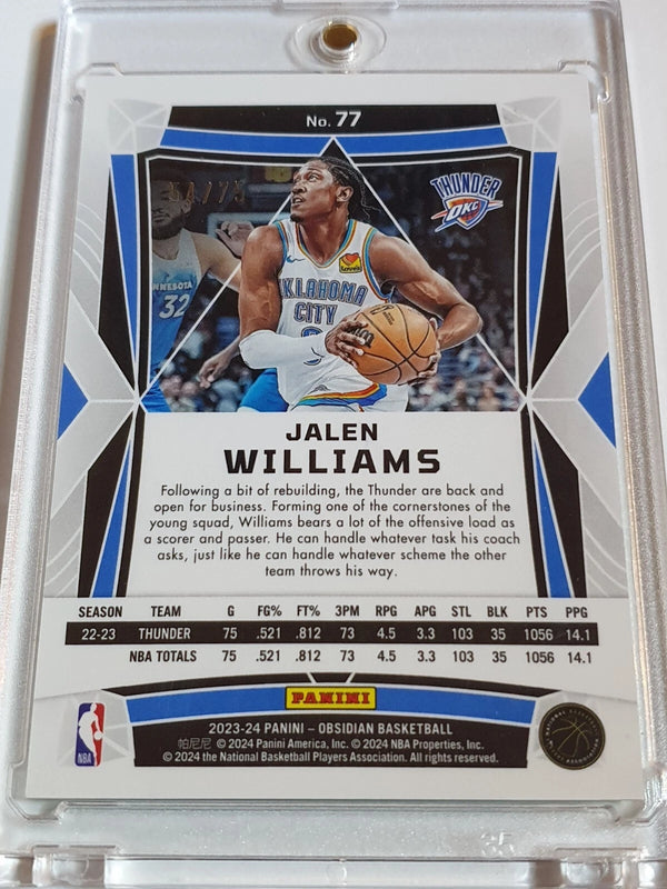 2023 Panini Obsidian Jalen Williams #77 REGGAE FLOOD ELECTRIC ETCH /75 Holo