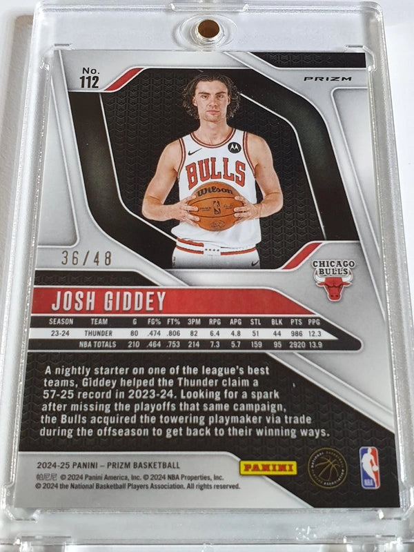 2024 Panini Prizm Josh Giddey #112 JADE DRAGON SCALE /48 Holo (Bulls) - Rare
