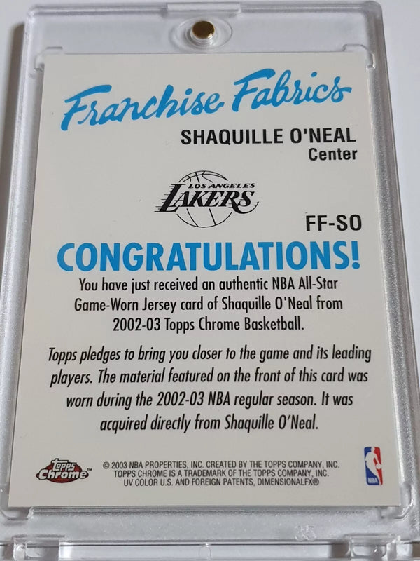 2002 Topps Chrome Shaquille O'Neal #PATCH Game Worn Jersey - Ready to Grade