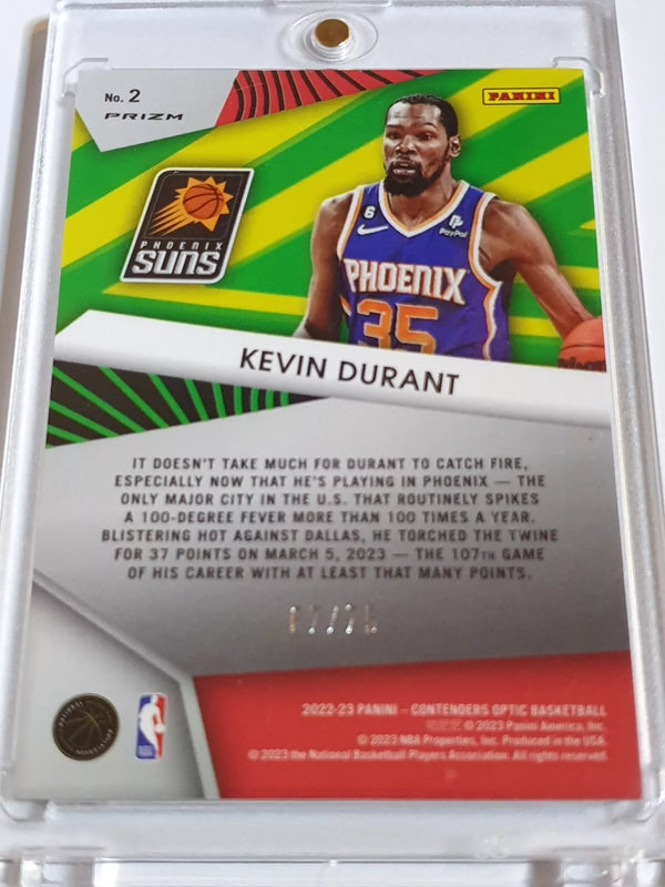2022 Contenders Optic Kevin Durant #2 BLUE ICE /75 Prizm Optic Illusion - Rare