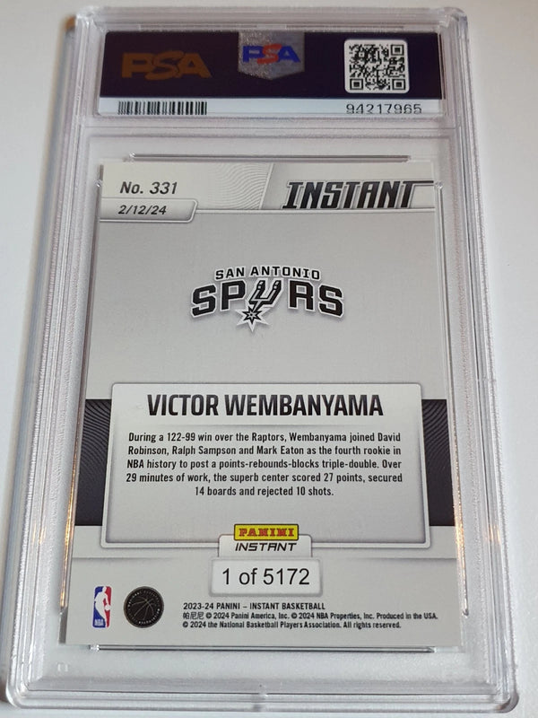 2023 Panini Instant Victor Wembanyama Rookie #331 /5172 RC - PSA 9 (Low POP)