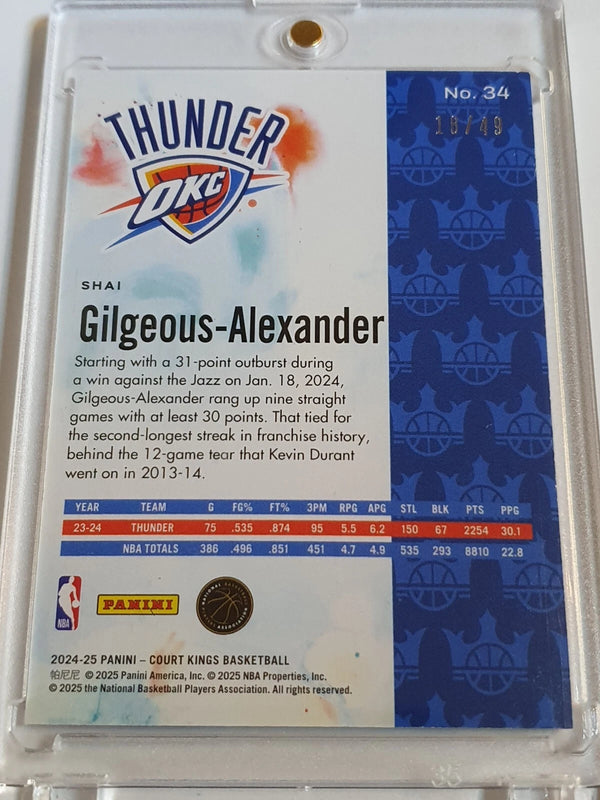 2024 Panini Court Kings Shai Gilgeous-Alexander #34 VIOLET /49 Edition - Rare