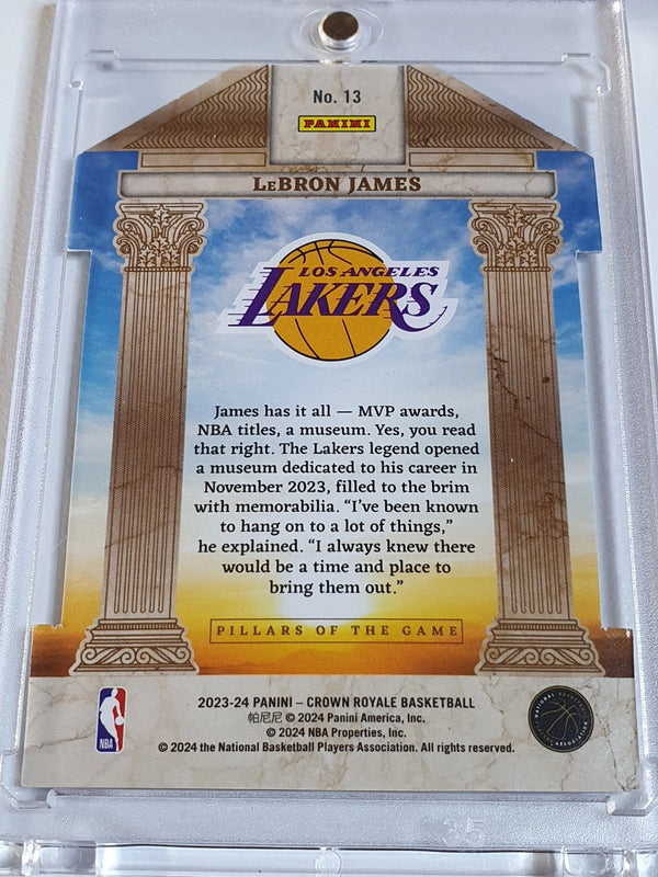 2023 Panini Crown Royale LeBron James #13 BLUE /75 Holo Pillars of the Game
