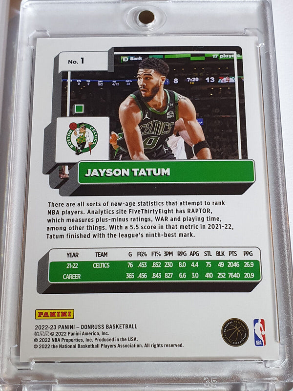 2022 Donruss Jayson Tatum #1 BLUE CHOICE /49 Holo - Ready to Grade