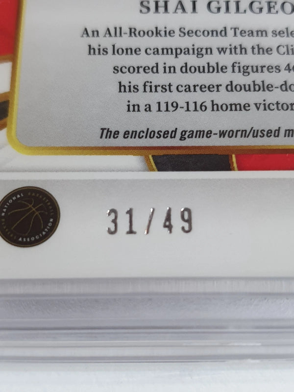 2023 Select Shai Gilgeous-Alexander #PATCH COPPER /49 Holo Game Jersey - PSA 9