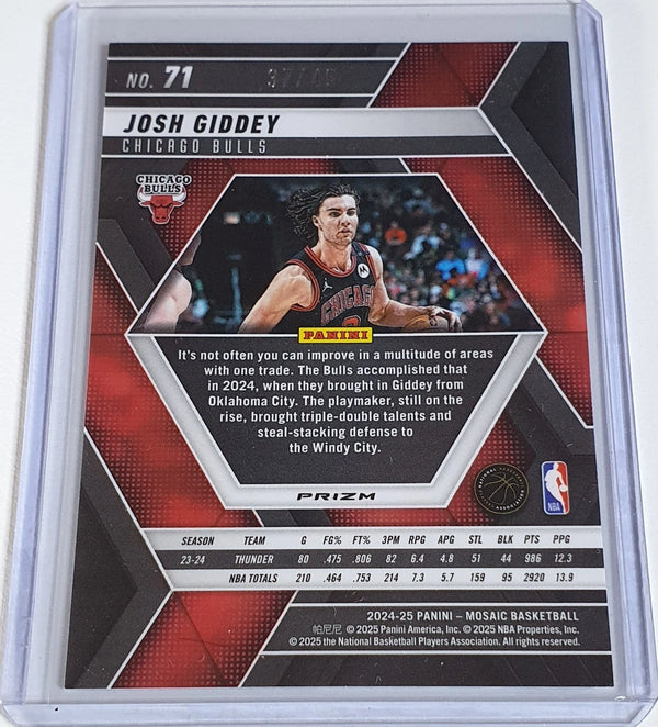 2024 Panini Mosaic Josh Giddey #71 CHOICE BLUE /45 Holo (BULLS) - Ready to Grade