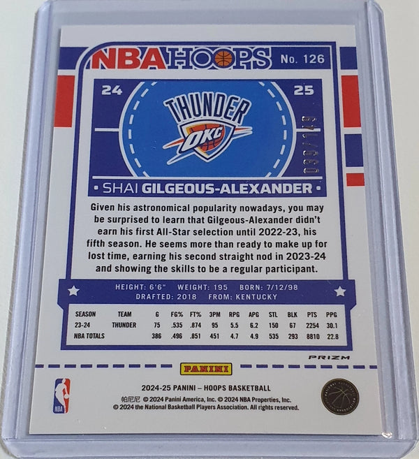 2024 NBA Hoops Shai Gilgeous-Alexander #126 LIME GREEN PREMIUM /149 Holo - Rare