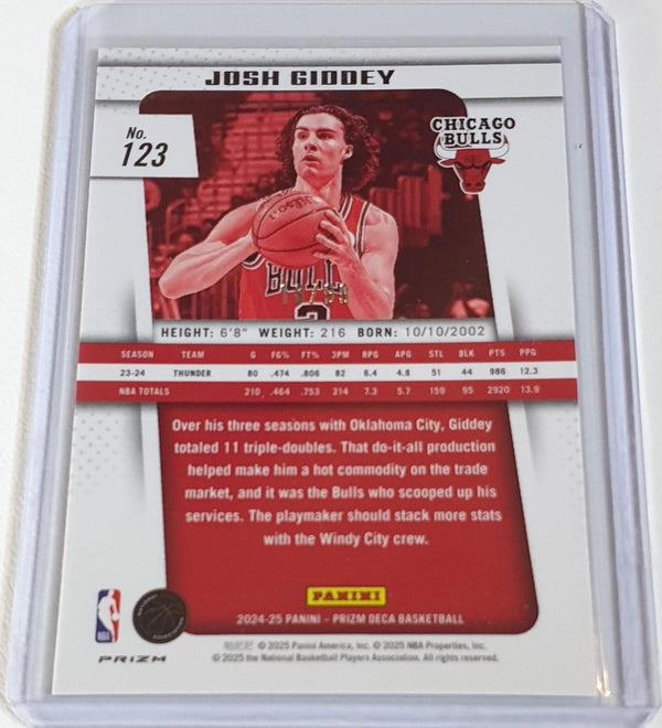2024 Panini Prizm Deca Josh Giddey #123 PURPLE 99 Holo (Bulls) - Rare
